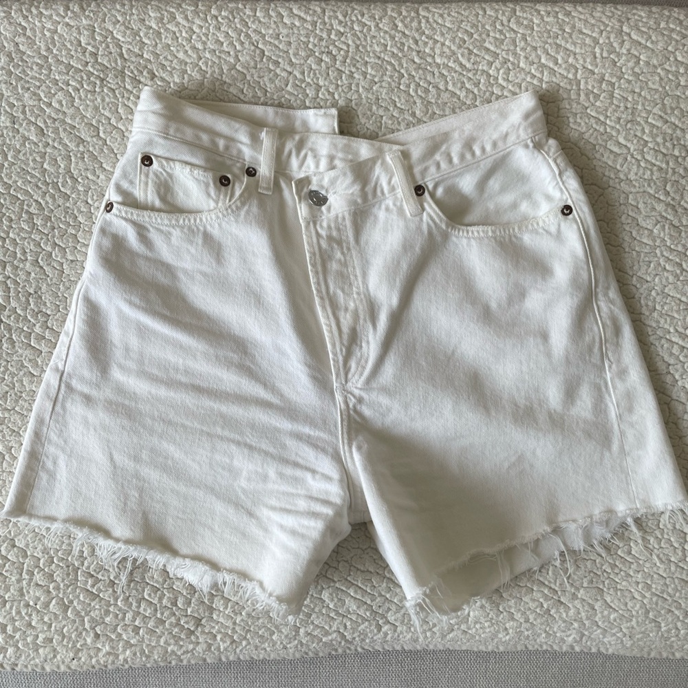 Agolde Criss Cross Denim Shorts